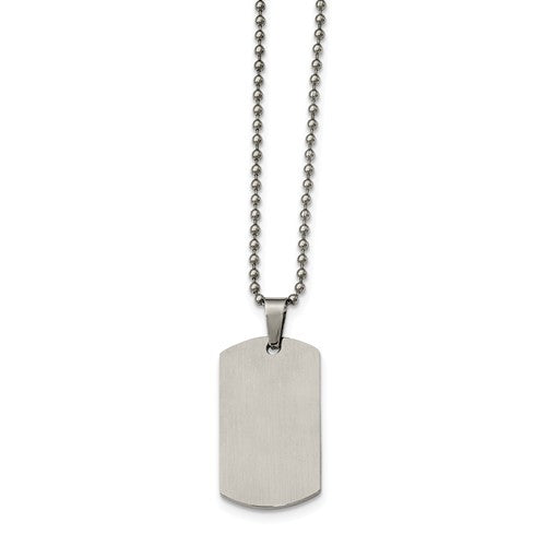 Stainless Steel Polished Rounded Edge 2mm Thick 45x21mm Dog Tag Necklace- Sparkle & Jade-SparkleAndJade.com SRN2134-24