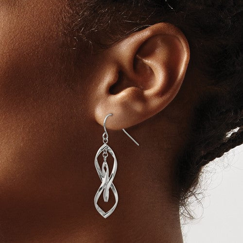 Stainless Steel Polished Twisted Shepherd Hook Dangle Earrings- Sparkle & Jade-SparkleAndJade.com SRE1280