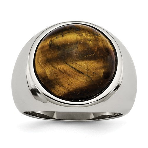 Stainless Steel Tiger's Eye Ring- Sparkle & Jade-SparkleAndJade.com 