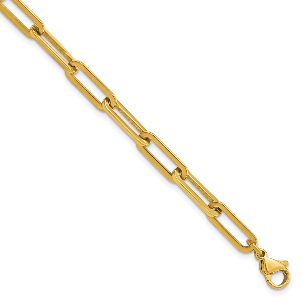 Stainless Steel Yellow Gold IP Paperclip Bracelet- Sparkle & Jade-SparkleAndJade.com SRB3054-7