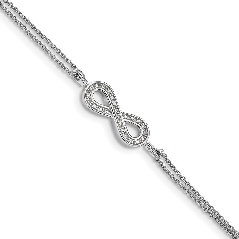 Sterling Silver 0.1ct. Black and White Diamond Reversible Infinity Bracelet- Sparkle & Jade-SparkleAndJade.com QDX1252