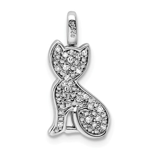 Sterling Silver 0.25ct. Black & White Diamond Reversible Cat Pendant- Sparkle & Jade-SparkleAndJade.com QDX1258