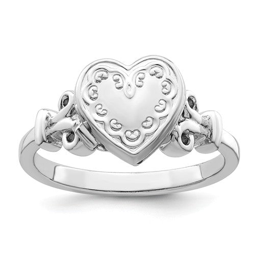 Sterling Silver 10mm Heart Locket Ring- Sparkle & Jade-SparkleAndJade.com 