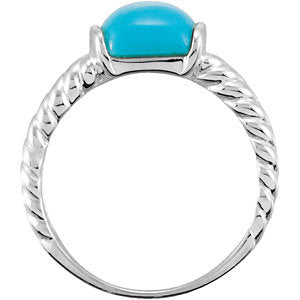 Sterling Silver 10x8 Cushion Chinese Turquoise Double Rope Design Ring- Sparkle & Jade-SparkleAndJade.com 68156:101:P