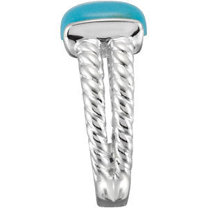 Sterling Silver 10x8 Cushion Chinese Turquoise Double Rope Design Ring- Sparkle & Jade-SparkleAndJade.com 68156:101:P