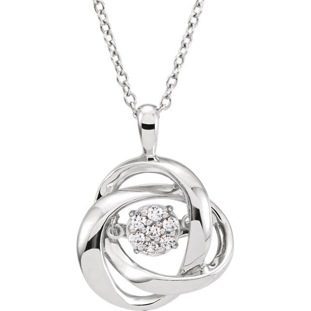 Sterling Silver 1/10 CTW Diamond 18" Mystara® Love Knot Necklace- Sparkle & Jade-SparkleAndJade.com 651763:60000:P