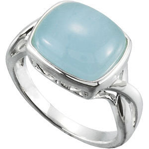 Sterling Silver 12x10mm Genuine Milky Aquamarine Ring- Sparkle & Jade-SparkleAndJade.com 