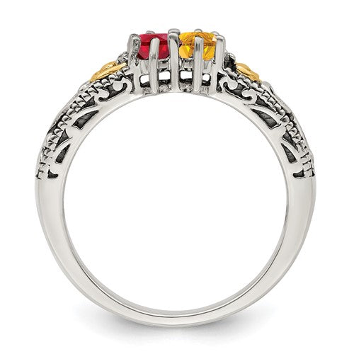Bague Mère Corde Personnalisable - Or 10k/14k Ou Argent 925 Avec Pierres De Naissance