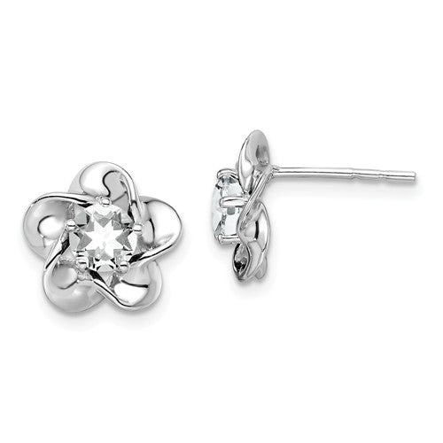 Sterling Silver 15mm Flower Birthstone Stud Post Earrings- Sparkle & Jade-SparkleAndJade.com QBE31APR