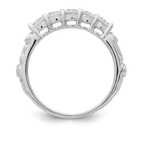 Sterling Silver 2-Piece CZ Decorative Side Promise Wedding Ring Set- Sparkle & Jade-SparkleAndJade.com 