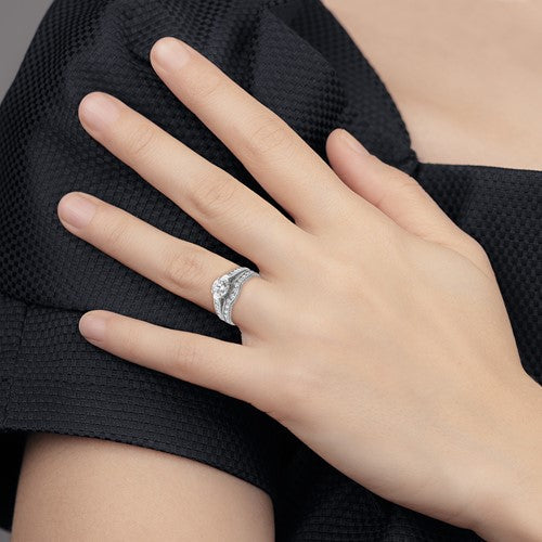 Sterling Silver 2-Piece CZ Promise Wedding Ring Set- Sparkle & Jade-SparkleAndJade.com 