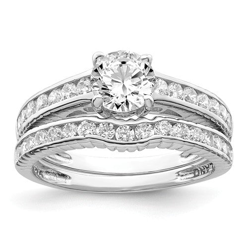 Sterling Silver 2-Piece CZ Promise Wedding Ring Set- Sparkle & Jade-SparkleAndJade.com 