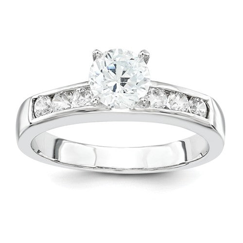 Sterling Silver 2 Piece CZ Round Channel Set Promise Wedding Ring Set- Sparkle & Jade-SparkleAndJade.com 