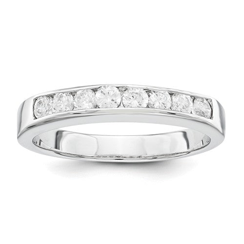 Sterling Silver 2 Piece CZ Round Channel Set Promise Wedding Ring Set- Sparkle & Jade-SparkleAndJade.com 