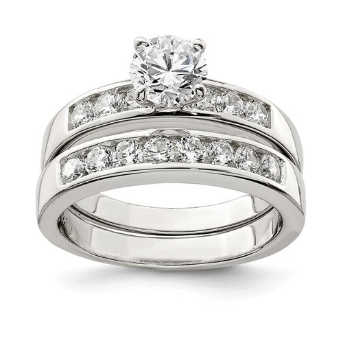 Sterling Silver Halo Engagement Ring Channel Set Engagement 