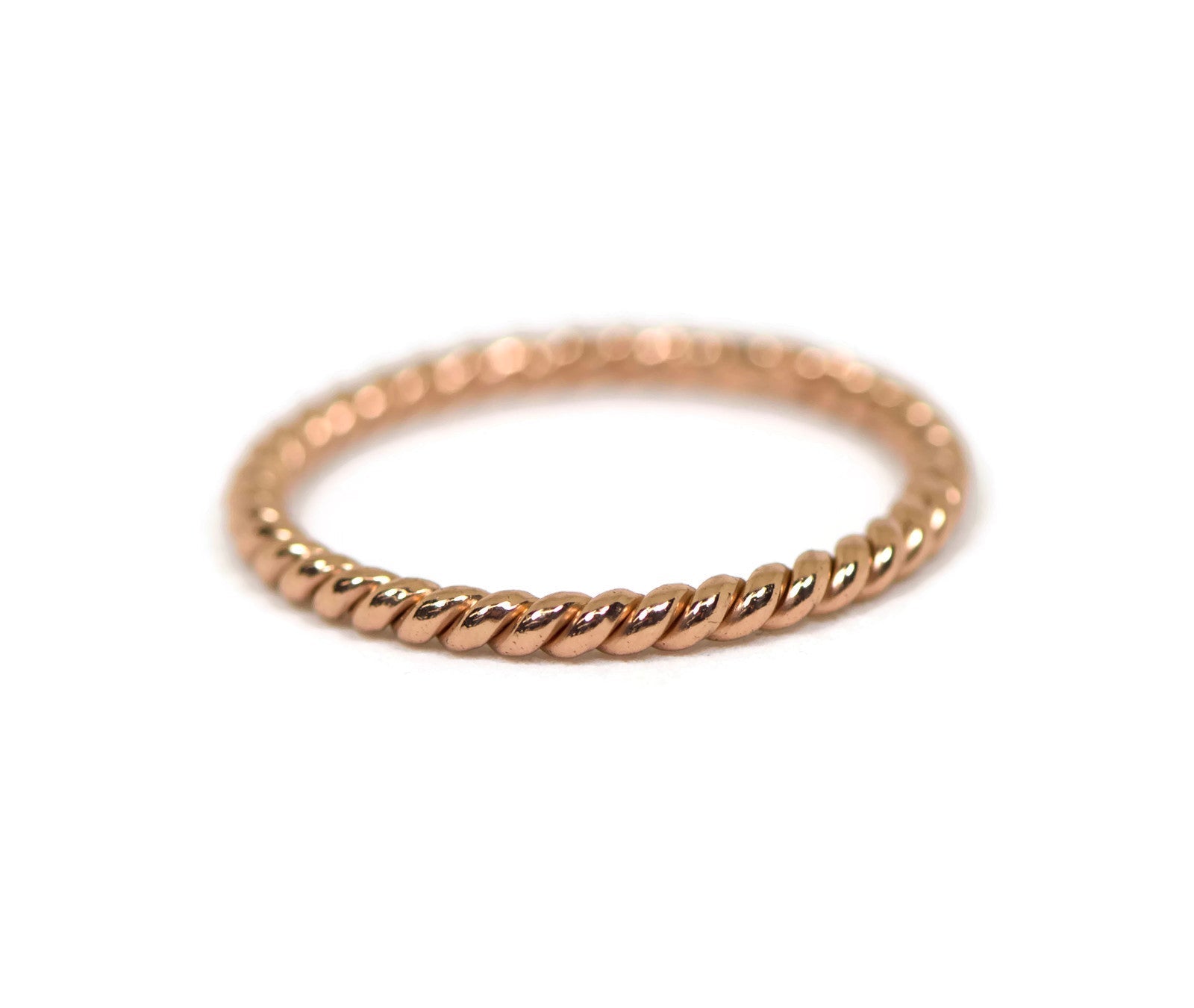 Sterling Silver 22k Rose Gold Plated Twisted Stacking Ring