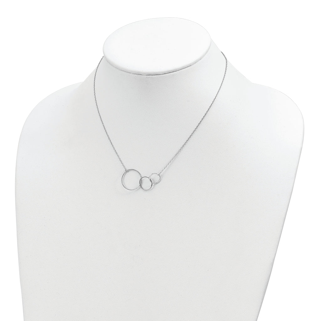 Sterling Silver 3 Intertwined Circles Necklace- Sparkle & Jade-SparkleAndJade.com QG6097-16