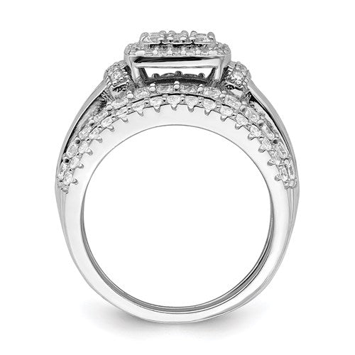 Sterling Silver 3-Piece CZ Multi Stone Wedding Ring Set- Sparkle & Jade-SparkleAndJade.com 