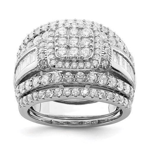 Sterling Silver 3-Piece CZ Multi Stone Wedding Ring Set- Sparkle & Jade-SparkleAndJade.com 