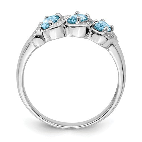 Sterling Silver 3-Stone Gemstone & Diamond Rings- Sparkle & Jade-SparkleAndJade.com 