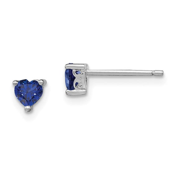 Sterling Silver 4mm Heart Birthstone Post Earrings- Sparkle & Jade-SparkleAndJade.com QBE27SEP