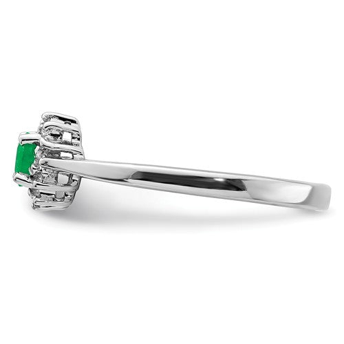 Sterling Silver 4mm Round Genuine Emerald and Diamond Halo Ring- Sparkle & Jade-SparkleAndJade.com 