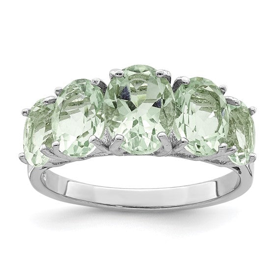 Sterling Silver 5 Stone Oval Genuine Gemstone Rings- Sparkle & Jade-SparkleAndJade.com QDX444-6