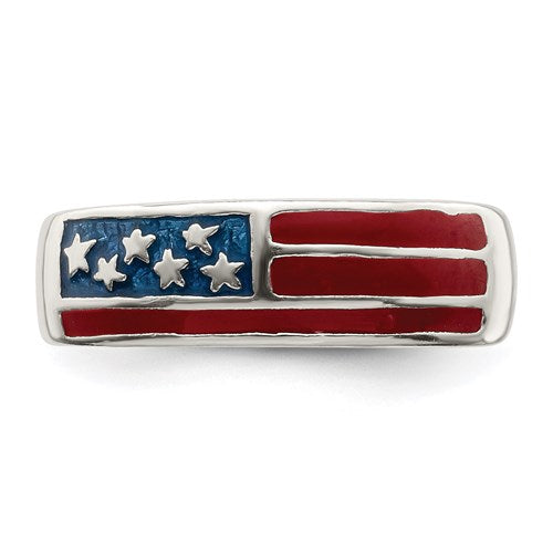 Sterling Silver 5mm Wide Enameled American Flag Toe Ring- Sparkle & Jade-SparkleAndJade.com QR780