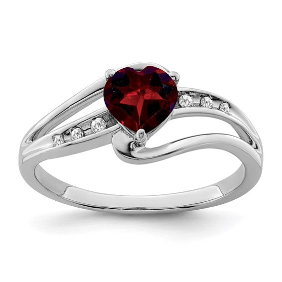 Sterling Silver 6mm Gemstone Heart And Diamond Rings- Sparkle & Jade-SparkleAndJade.com RM7401-GA-004-SSA-6