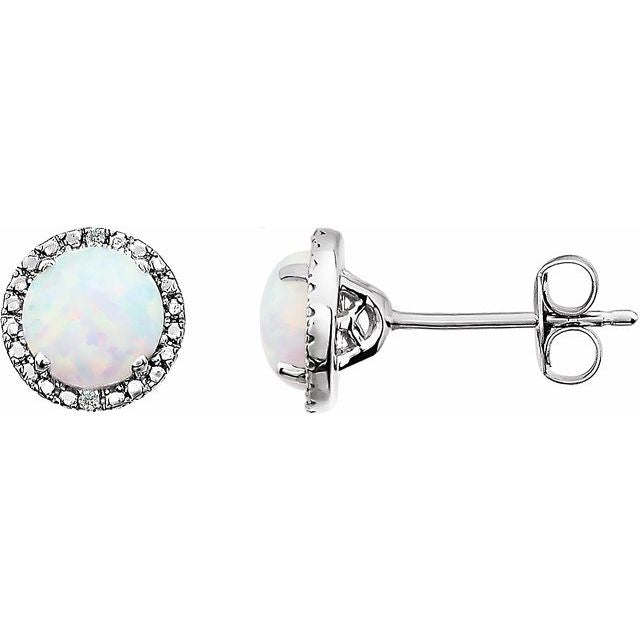 Sterling Silver 6mm Round Gemstone & .01 CTW Diamond Halo-Style Earrings- Sparkle & Jade-SparkleAndJade.com 652050:60010:P