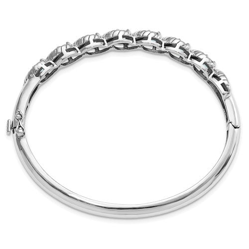 Sterling Silver 7-Stone Gemstone Swirl Hinged Bangle Bracelets- Sparkle & Jade-SparkleAndJade.com 