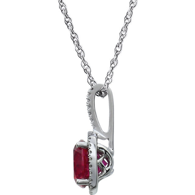 Genuine Ruby and CZ store Necklace .925 Sterling Silver 18