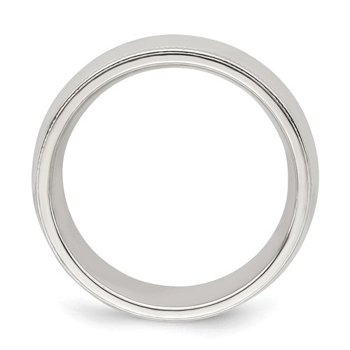 Sterling Silver 7mm Half Round Milgrain Comfort Fit Band- Sparkle & Jade-SparkleAndJade.com 