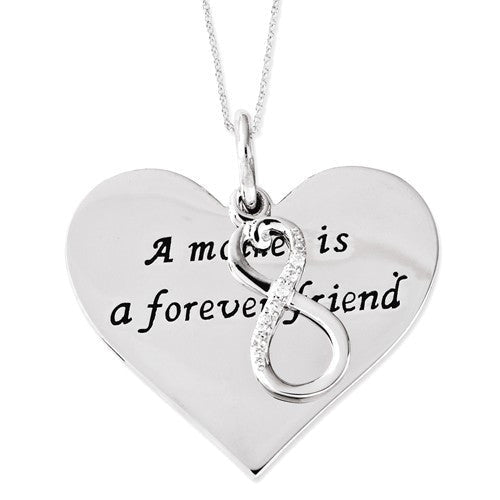 Sterling Silver 'A Mother Is A Forever Friend' Infinity Heart Necklace- Sparkle & Jade-SparkleAndJade.com QSX508-O