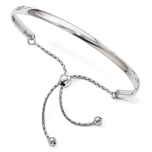 Sterling Silver Adjustable Bangle Bracelet- Sparkle & Jade-SparkleAndJade.com QLF598