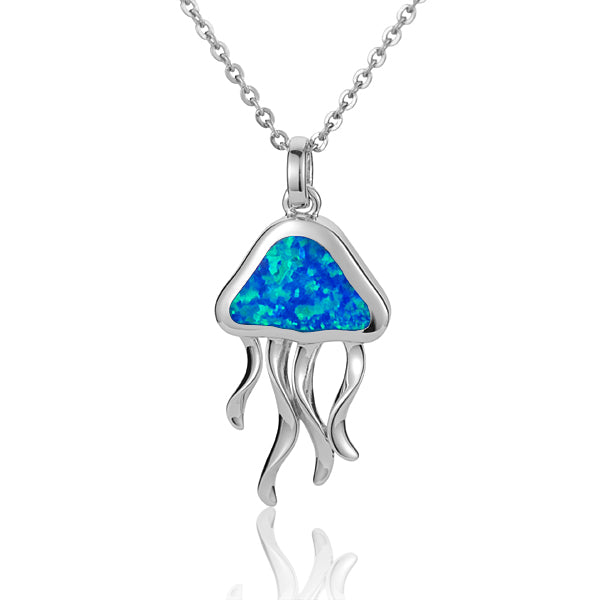 Sterling Silver Alamea Hawaii Blue Opal Jellyfish Pendant- Sparkle & Jade-SparkleAndJade.com 027-31-01