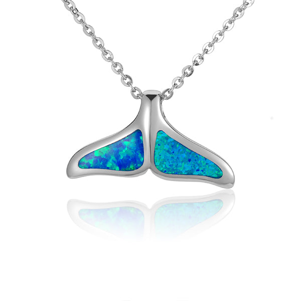 Sterling Silver Blue Opal Killer Whale Pendant With Cubic Zirconia Accents