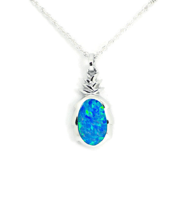 Sterling Silver Alamea Hawaii Blue Opal Pineapple Pendant- Sparkle & Jade-SparkleAndJade.com 047-31-01