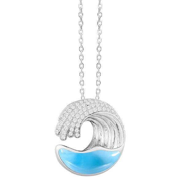 Wave Larimar Pendant Sterling Silver - Chain deals Included