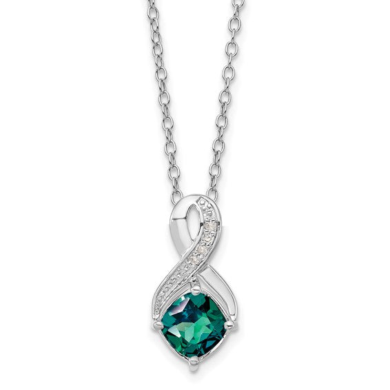 Sterling Silver Alexandrite and Diamond Necklace- Sparkle & Jade-SparkleAndJade.com PXS2743/CRALEX-SS