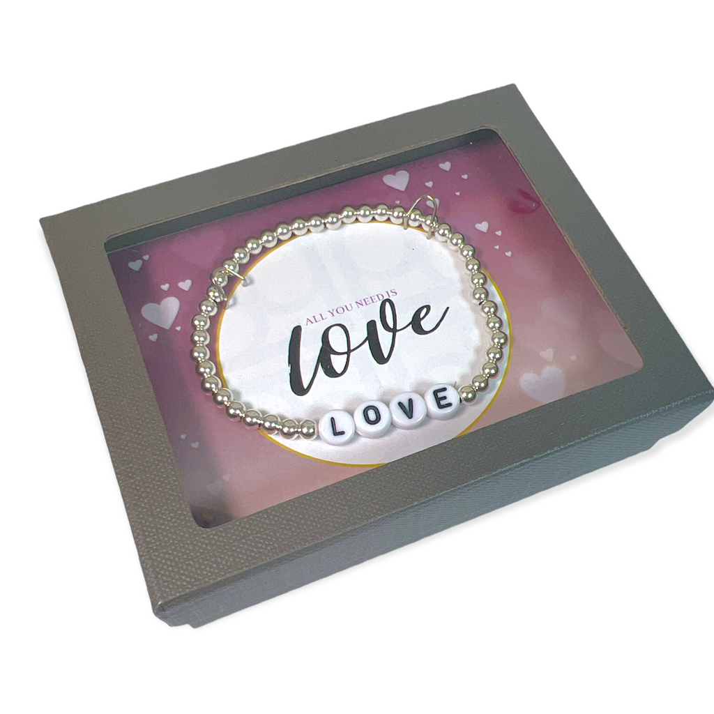 Sterling Silver "All You Need is Love" Bracelet Gift Box- Sparkle & Jade-SparkleAndJade.com DBJ-RTW-0001-SSLUV
