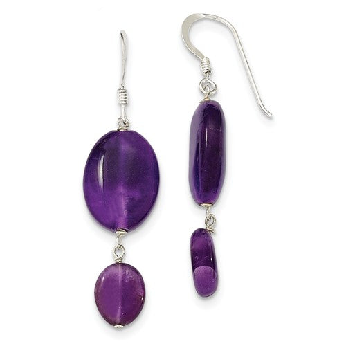 Sterling Silver Amethyst And Dark Purple Jade Earrings- Sparkle & Jade-SparkleAndJade.com QE5903