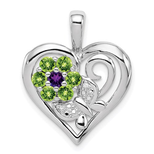 Sterling pendant peridot and amethyst offers