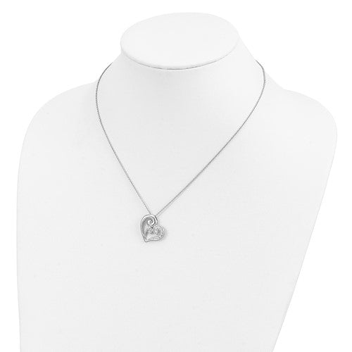 Sterling Silver And CZ A Mothers Journey 18in Heart Necklace- Sparkle & Jade-SparkleAndJade.com QSX233