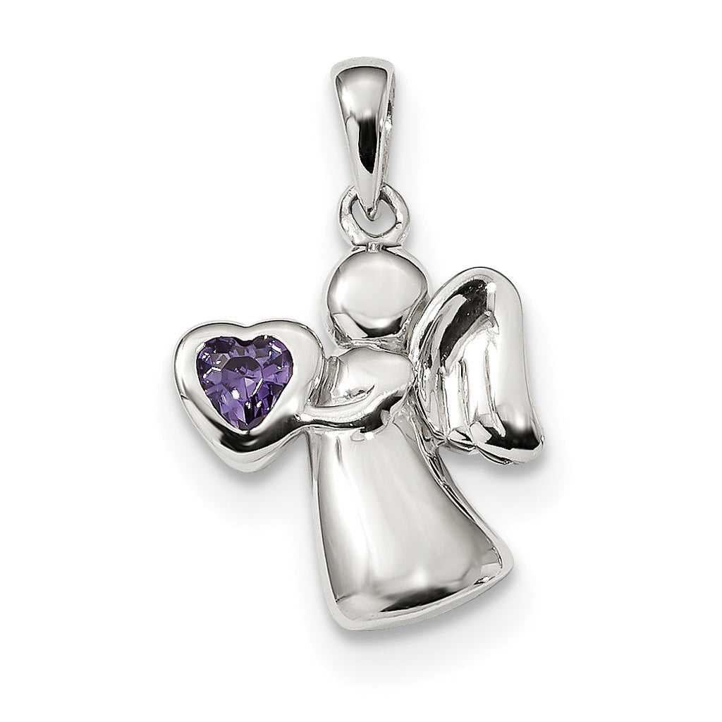Sterling Silver Angel CZ Heart Pendants- Sparkle & Jade-SparkleAndJade.com QC9144