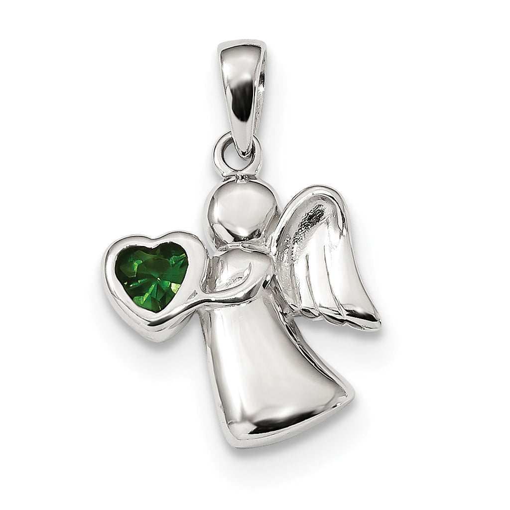 Sterling Silver Angel CZ Heart Pendants- Sparkle & Jade-SparkleAndJade.com QC9145