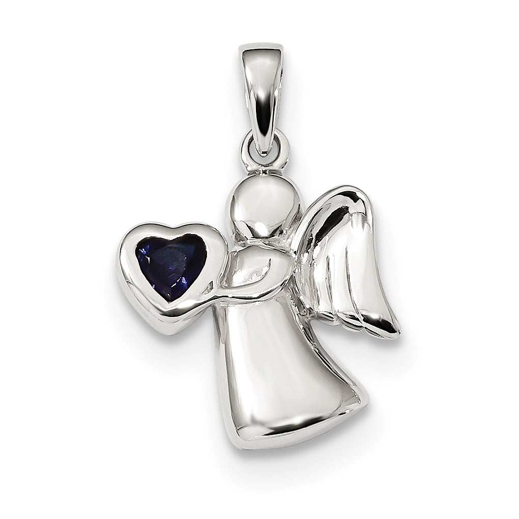 Sterling Silver Angel CZ Heart Pendants- Sparkle & Jade-SparkleAndJade.com QC9146