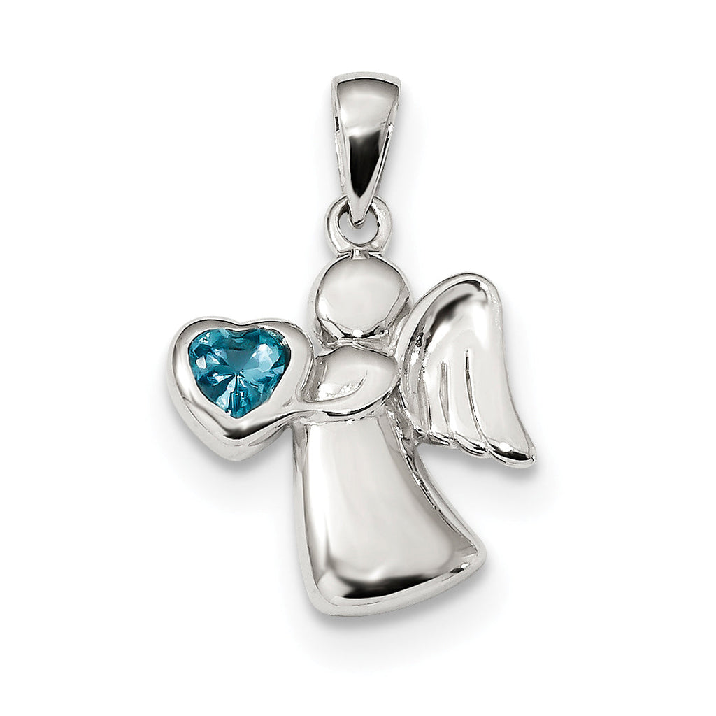Sterling Silver Angel CZ Heart Pendants- Sparkle & Jade-SparkleAndJade.com QC9147