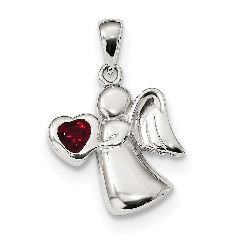 Sterling Silver Angel CZ Heart Pendants- Sparkle & Jade-SparkleAndJade.com QC9150