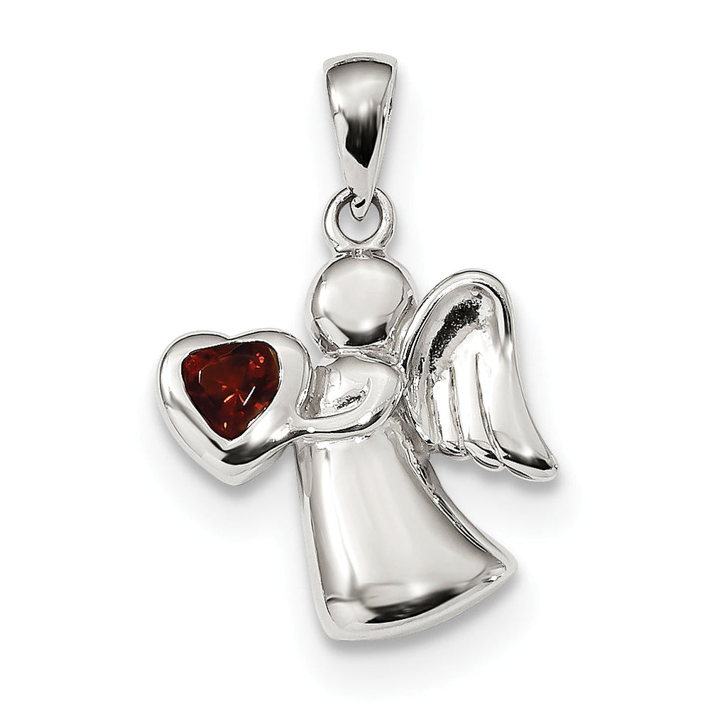 Sterling Silver Angel CZ Heart Pendants- Sparkle & Jade-SparkleAndJade.com QC9151